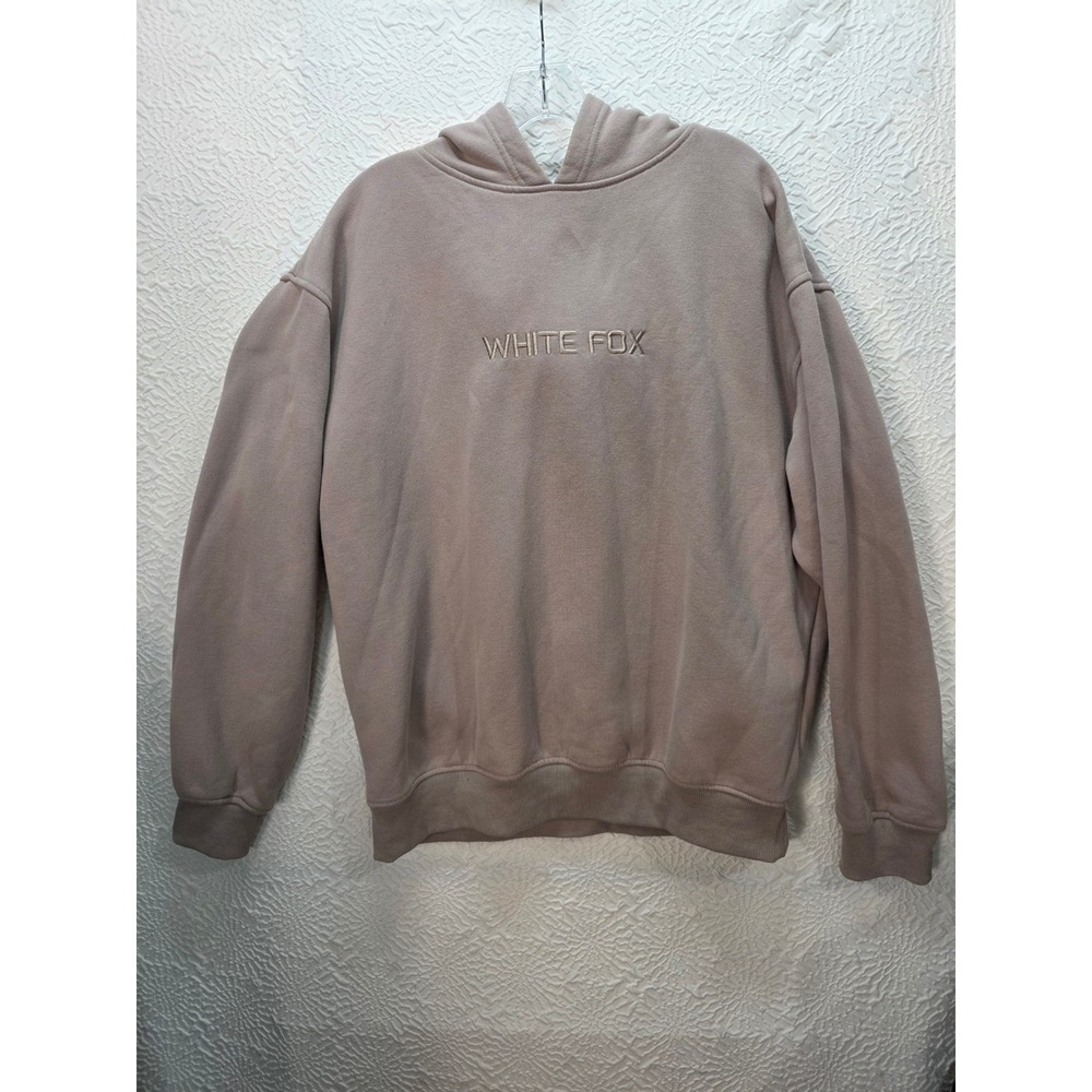 White Fox Boutique Hoodie Women L/XL Taupe Good Stay Lifted Embroidered Logo